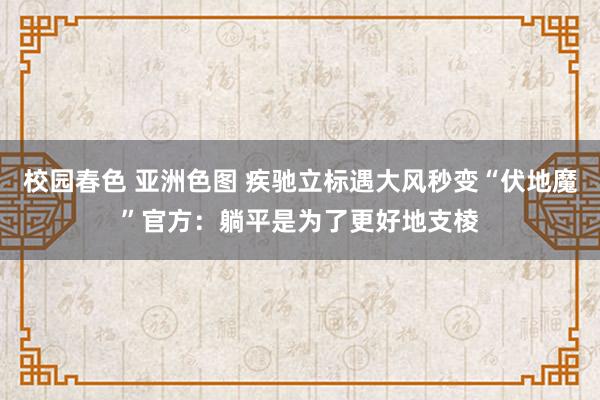 校园春色 亚洲色图 疾驰立标遇大风秒变“伏地魔”官方：躺平是为了更好地支棱