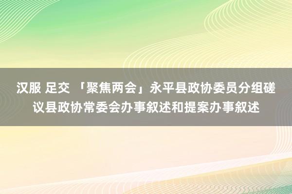 汉服 足交 「聚焦两会」永平县政协委员分组磋议县政协常委会办事叙述和提案办事叙述